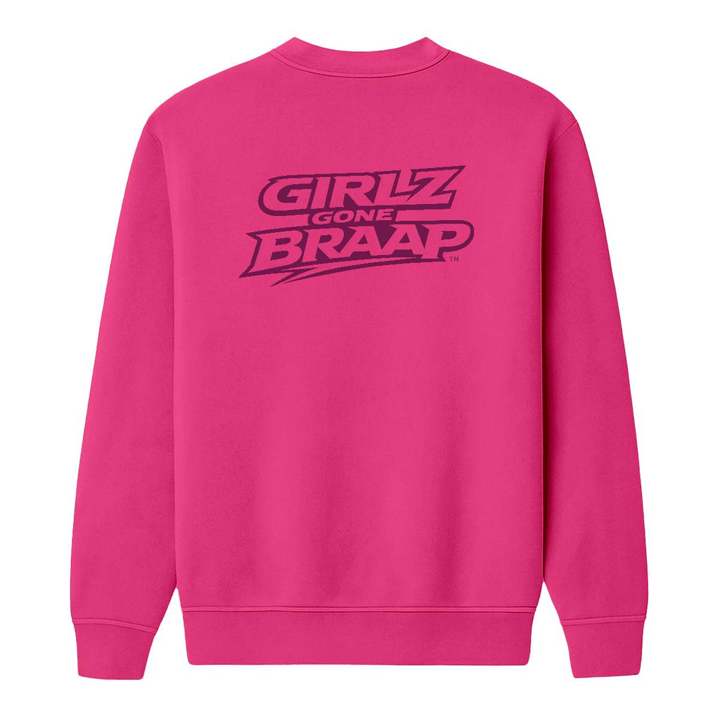2-wheel drive crewneck - dark pink logo