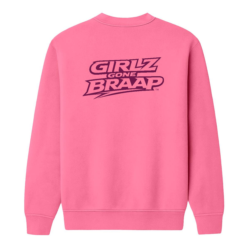 2-wheel drive crewneck - dark pink logo